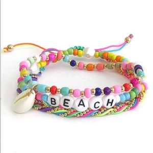 3/$25 Word Block Stretch Bead Bracelet- Beach